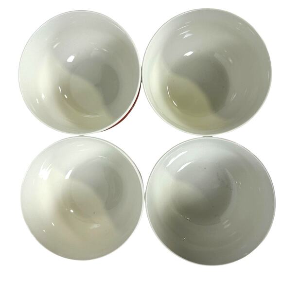 Royal Norfolk Stoneware Red Snowflake 5.5" Soup/Cereal Bowls-Set of 4 - Picture 5 of 7